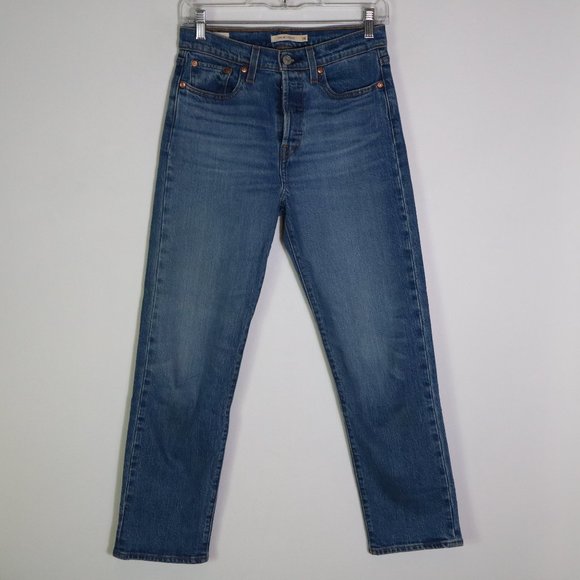 Levi's Wedgie Straight Jeans Size 26 Straight Leg High Rise Ankle Medium Wash - Picture 1 of 7